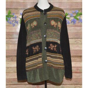 VTG White Stag Ladies Chenille Embroidered Button Up Jacket Size XL 16-18 Boho